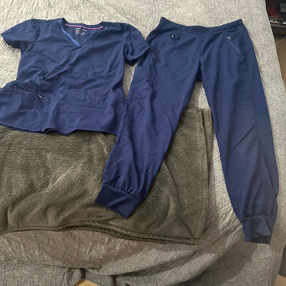 Dark blue Healing Hands scrub set